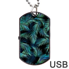 Palms Pattern Design Dog Tag Usb Flash (two Sides) by Sudhe