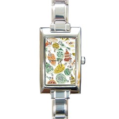 Surface Pattern  Vintage Christmas Ornaments Rectangle Italian Charm Watch