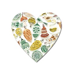 Surface Pattern  Vintage Christmas Ornaments Heart Magnet by Sudhe