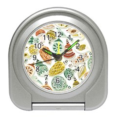 Surface Pattern  Vintage Christmas Ornaments Travel Alarm Clock by Sudhe