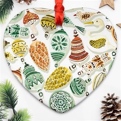 Surface Pattern  Vintage Christmas Ornaments Heart Ornament (two Sides) by Sudhe