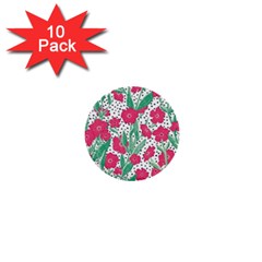 Flora Floral Flower Flowers Pattern 1  Mini Buttons (10 Pack)  by Sudhe