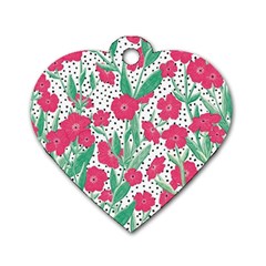 Flora Floral Flower Flowers Pattern Dog Tag Heart (one Side) by Sudhe