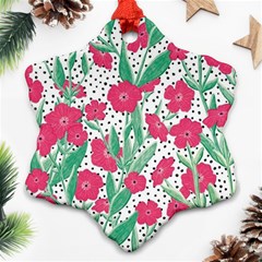 Flora Floral Flower Flowers Pattern Ornament (snowflake) by Sudhe