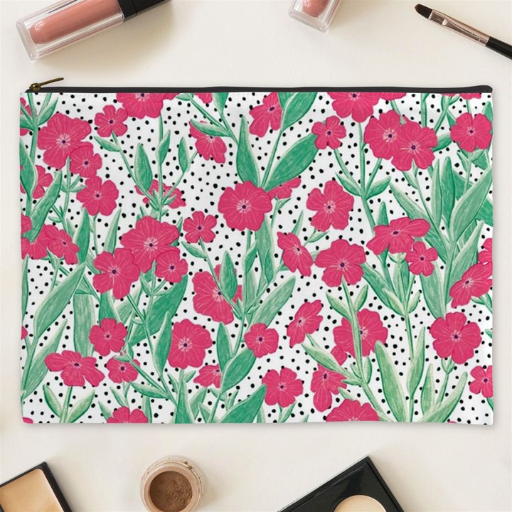 Flora Floral Flower Flowers Pattern Cosmetic Bag (XXXL)