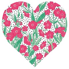 Flora Floral Flower Flowers Pattern Wooden Puzzle Heart