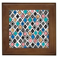 Diamond Shapes Pattern Framed Tile by Sudhe