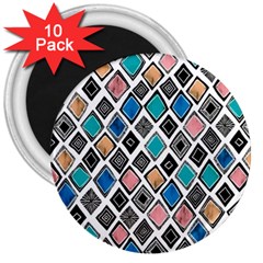 Diamond Shapes Pattern 3  Magnets (10 Pack)  by Sudhe