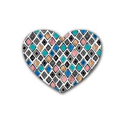 Diamond Shapes Pattern Heart Coaster (4 Pack) 