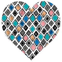 Diamond Shapes Pattern Wooden Puzzle Heart