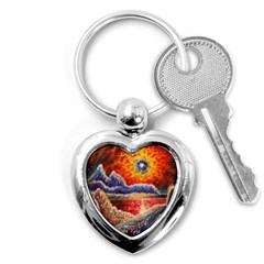 Sci Fi  Landscape Painting Key Chain (heart)