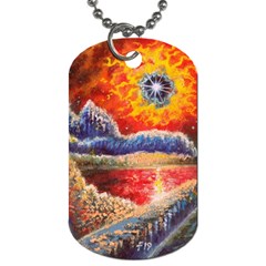 Sci Fi  Landscape Painting Dog Tag (one Side) by Sudhe