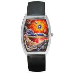 Sci Fi  Landscape Painting Barrel Style Metal Watch by Sudhe