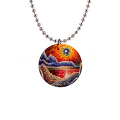 Sci Fi  Landscape Painting 1  Button Necklace by Sudhe