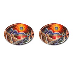 Sci Fi  Landscape Painting Cufflinks (oval) by Sudhe