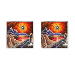 Sci Fi  Landscape Painting Cufflinks (square) by Sudhe