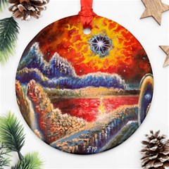 Sci Fi  Landscape Painting Round Ornament (two Sides)