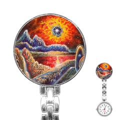 Sci Fi  Landscape Painting Stainless Steel Nurses Watch by Sudhe