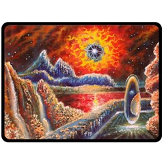 Sci Fi  Landscape Painting Double Sided Fleece Blanket (large)  by Sudhe