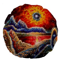 Sci Fi  Landscape Painting Large 18  Premium Flano Round Cushions