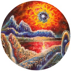 Sci Fi  Landscape Painting Wooden Puzzle Round