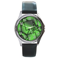 Binary Digitization Null Green Round Metal Watch by HermanTelo