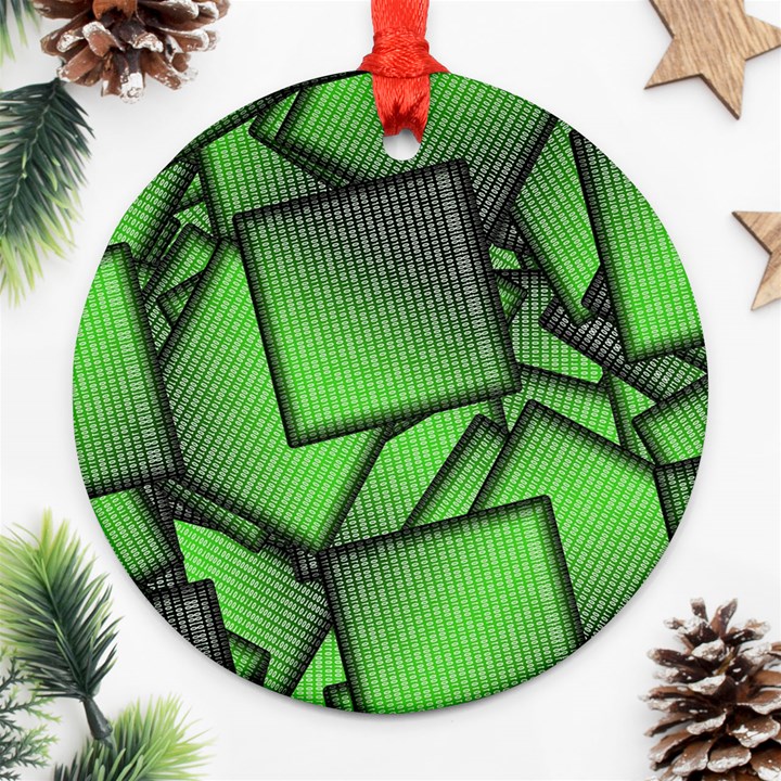 Binary Digitization Null Green Ornament (Round)