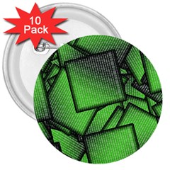 Binary Digitization Null Green 3  Buttons (10 Pack)  by HermanTelo