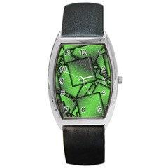 Binary Digitization Null Green Barrel Style Metal Watch by HermanTelo