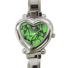 Binary Digitization Null Green Heart Italian Charm Watch by HermanTelo