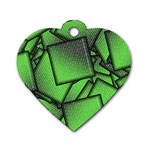 Binary Digitization Null Green Dog Tag Heart (Two Sides) Front