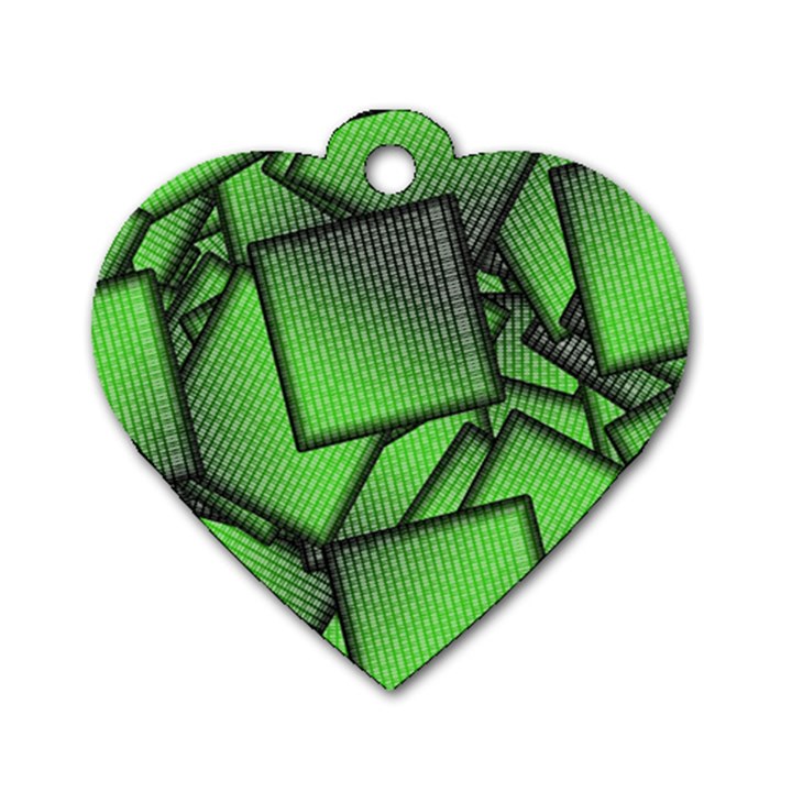 Binary Digitization Null Green Dog Tag Heart (Two Sides)