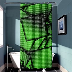 Binary Digitization Null Green Shower Curtain 36  X 72  (stall)  by HermanTelo