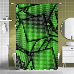 Binary Digitization Null Green Shower Curtain 48  X 72  (small)  by HermanTelo