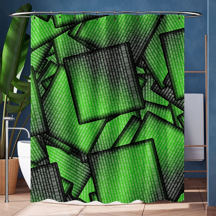 Binary Digitization Null Green Shower Curtain 60  x 72  (Medium) 