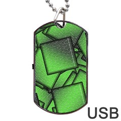 Binary Digitization Null Green Dog Tag Usb Flash (one Side)