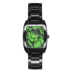 Binary Digitization Null Green Stainless Steel Barrel Watch by HermanTelo