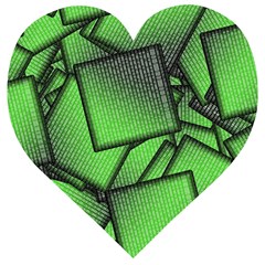 Binary Digitization Null Green Wooden Puzzle Heart by HermanTelo