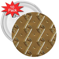 Gold Background 3d 3  Buttons (10 Pack)  by Mariart