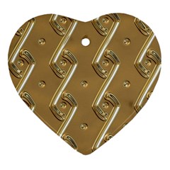 Gold Background 3d Heart Ornament (two Sides) by Mariart