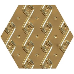 Gold Background 3d Wooden Puzzle Hexagon by Mariart