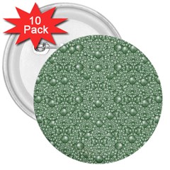 Baroque Green Pearls Ornate Bohemian 3  Buttons (10 Pack)  by pepitasart