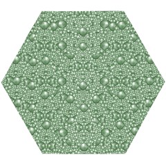 Baroque Green Pearls Ornate Bohemian Wooden Puzzle Hexagon by pepitasart