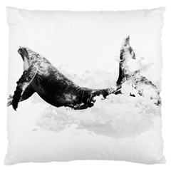 Blue Whale Large Flano Cushion Case (One Side)