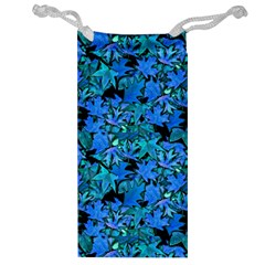 Fall Leaves Blue Jewelry Bag by bloomingvinedesign