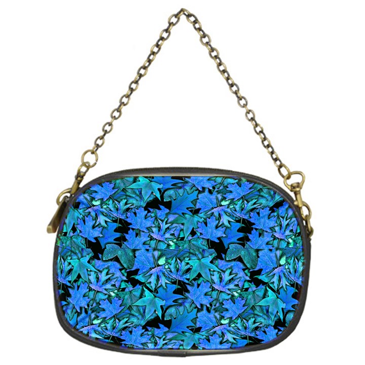 Fall Leaves Blue Chain Purse (One Side)