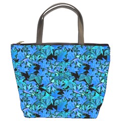 Fall Leaves Blue Bucket Bag by bloomingvinedesign