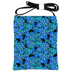 Fall Leaves Blue Shoulder Sling Bag by bloomingvinedesign