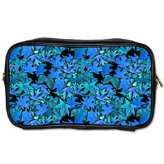 Fall Leaves Blue Toiletries Bag (two Sides) by bloomingvinedesign