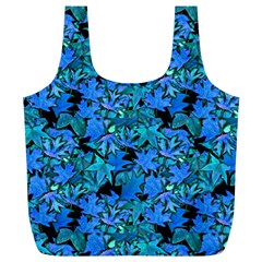 Fall Leaves Blue Full Print Recycle Bag (xl) by bloomingvinedesign